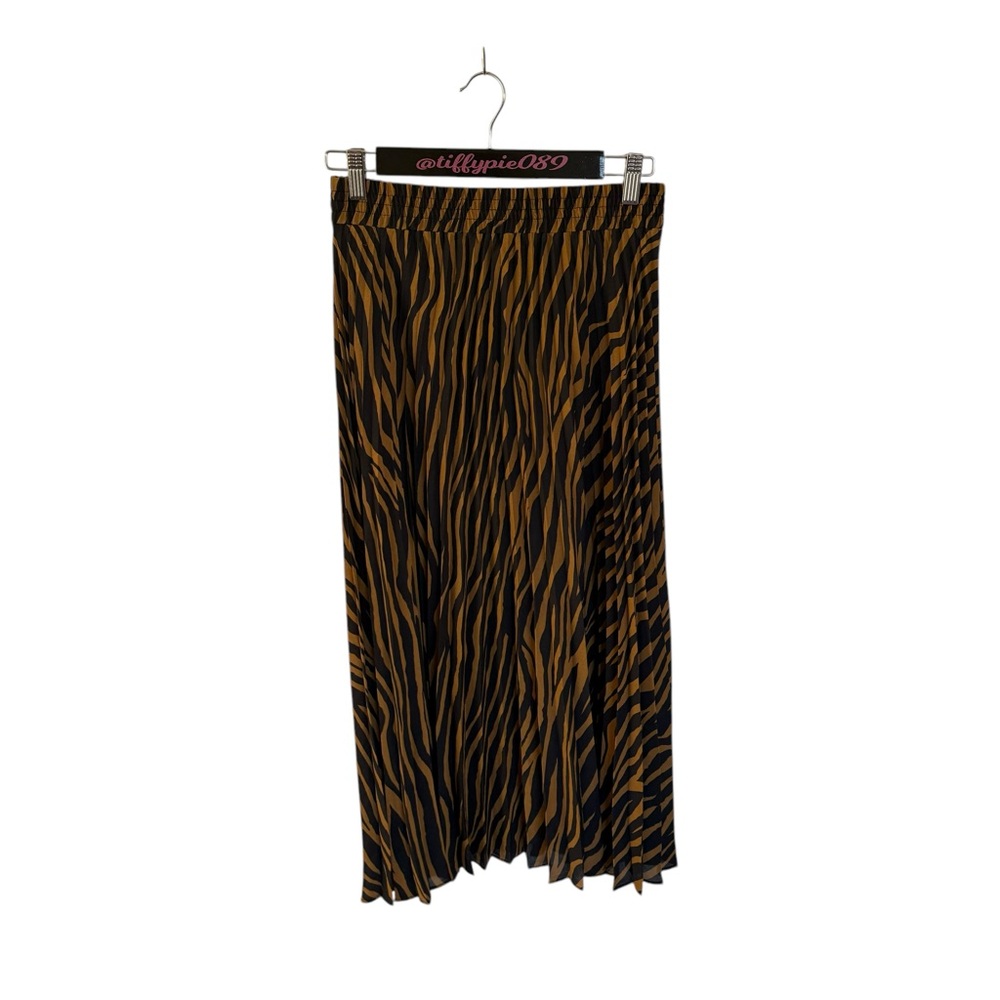 Catherine Catherine Malandrino Zebra Print Midi Skirt Black Orange Size Small